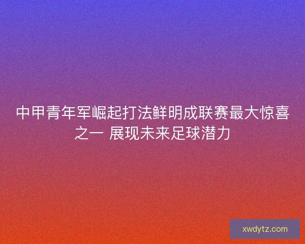 中甲青年军崛起打法鲜明成联赛最大惊喜之一 展现未来足球潜力